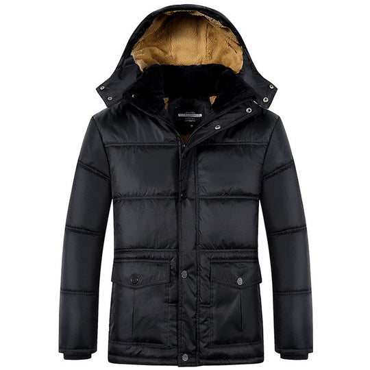 Herren Langer Thermoisolierter Steppparka mit Teddy-Innenfutter, Kapuze und Klappentaschen Nord Taschen