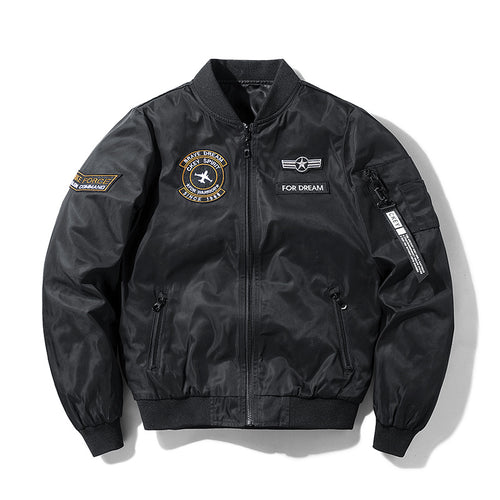 Men's  military-inspired bomber jacket with embroidered mission patches Nord Taschen