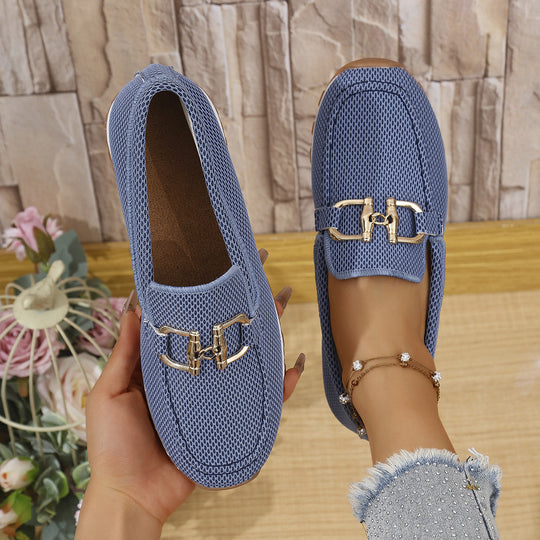 Damen  elegante Slipper Loafer mit gepolsterter Innensohle und dekorativer Metallapplikation Nord Taschen