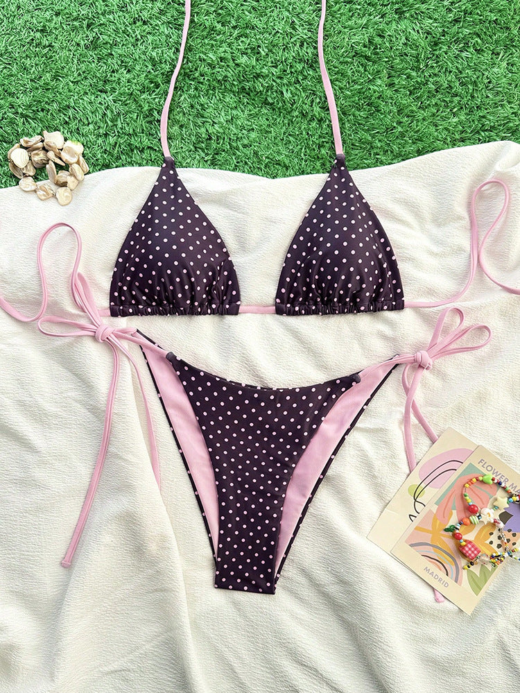 Damen Triangel-Bikini-Set mit verstellbaren BindNord Taschenändern und animalischem Design