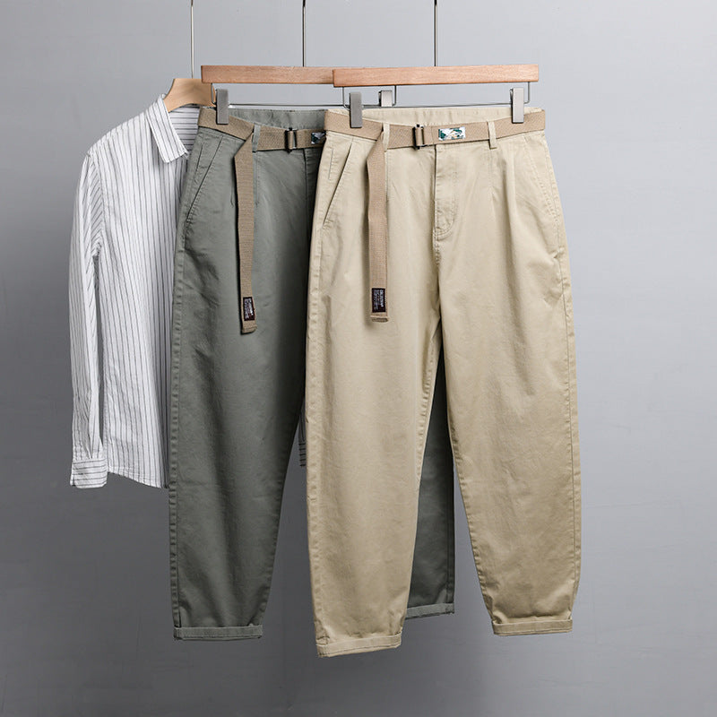 Herren Baumwoll-Chino mit Webgürtel und konischem Bein Nord Taschen
