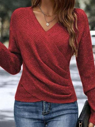 Damen Eleganter Wickelpullover Nord Taschen