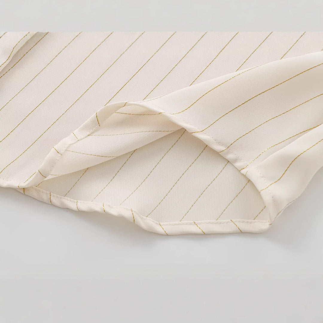 Damen Bluse mit Bindeschal, feinem Nadelstreifen und Ballonärmeln Nord Taschen