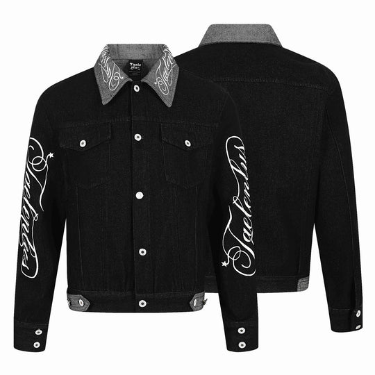 Herren Denim-Blousonjacke mit Kontrastkragen und grafischen Ärmelprints Nord Taschen