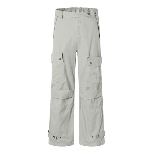 Damen weite Cargo-Culottehose mit hohem Bund, elastischem Taillenpass und Multi-Taschen Nord Taschen