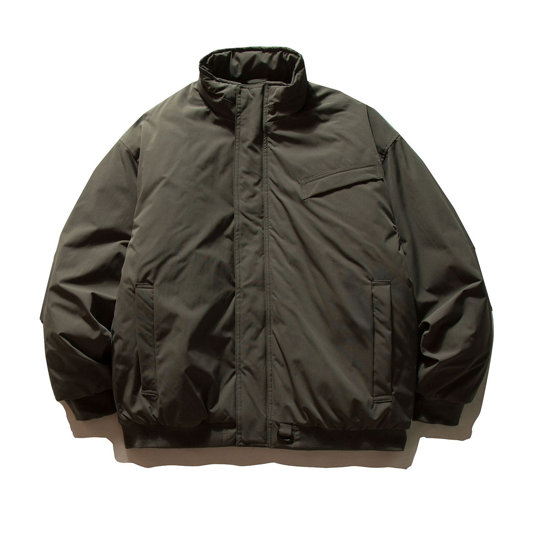 Herren Minimalistische Thermo‑Bomberjacke mit verdeckter Frontblende, hohem Stehkragen und Utility‑D‑Ring Nord Taschen