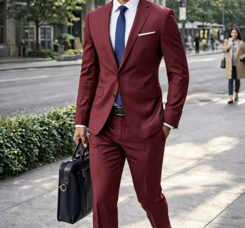 Herren Zweiteiliger Slim-Fit Businessanzug mit tailliertem Revers und schlanker Anzughose Nord Taschen