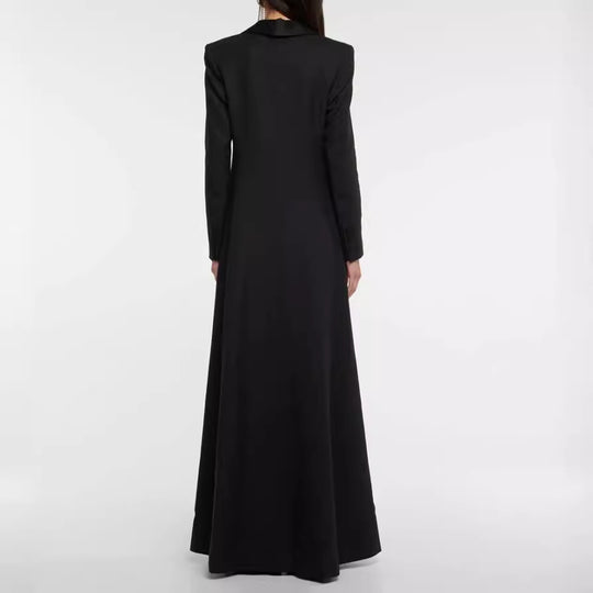Damen Maxikleid im Smokingsakko‑Stil mit tiefem V‑Ausschnitt und tailliertem Ein‑Knopf‑Verschluss Nord Taschen