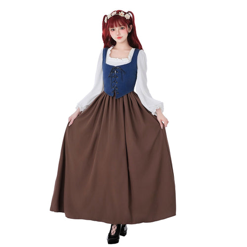 Damen Historisches Trachtenkleid mit stilvollem Korsett und fließendem Rock Nord Taschen