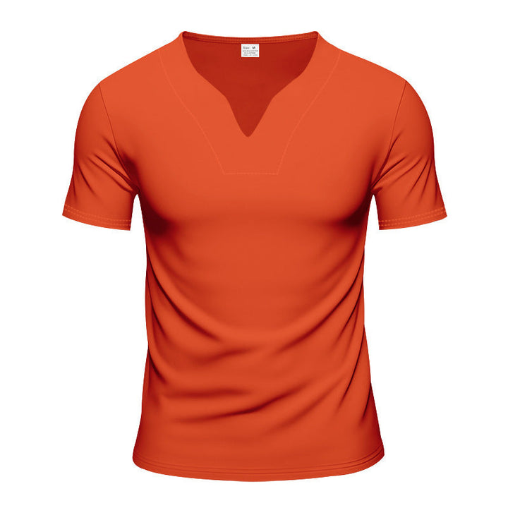 Herren kurzärmliges T-Shirt mit V-Ausschnitt und atmungsaktivem Stoff