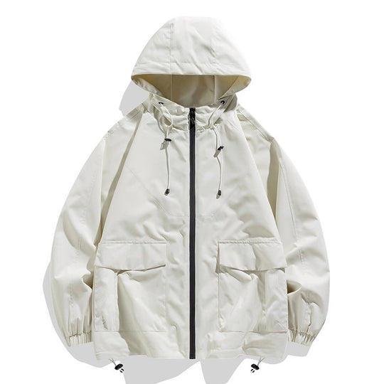 Herren Oversize Utility-Softshelljacke mit Kapuze, aufgesetzten Taschen & verstellbarem Saum Nord Taschen