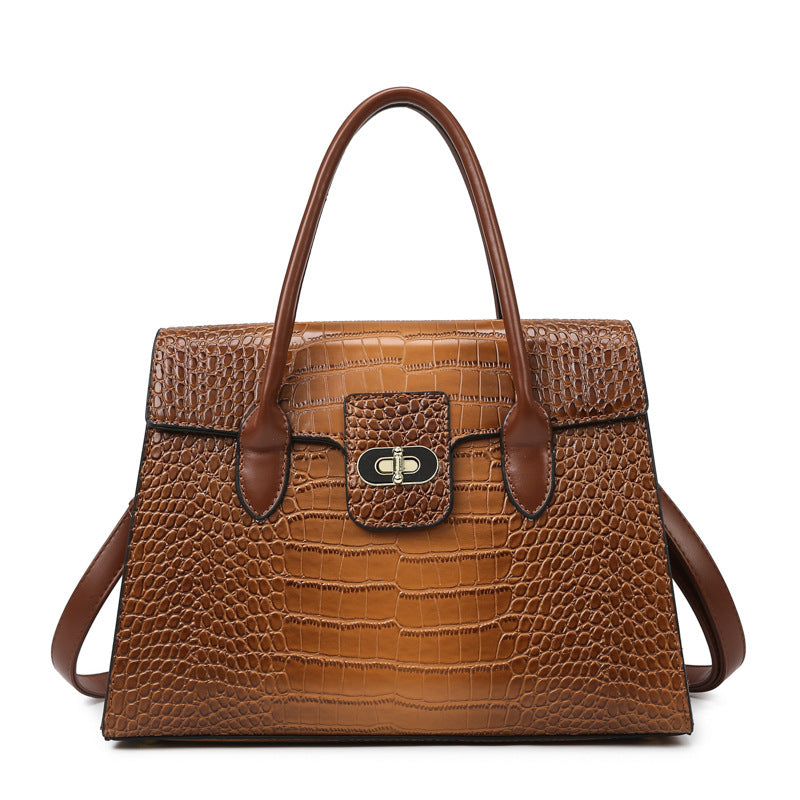 Damen elegante Handtasche mit Struktur und goldener Schnalle Nord Taschen