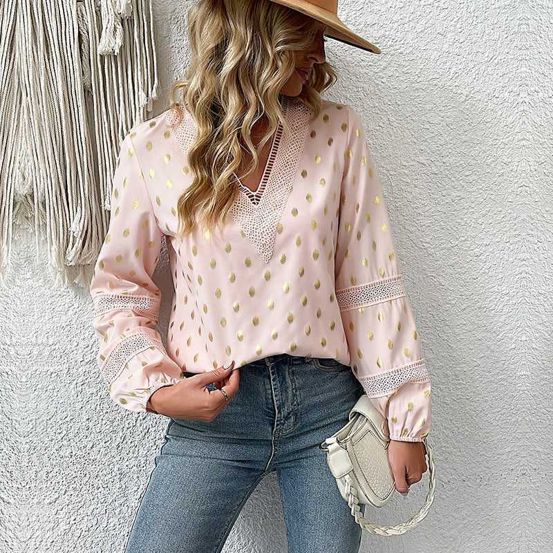 Damen Elegantes Blusenshirt mit Rüschen und Gold-Details Nord Taschen