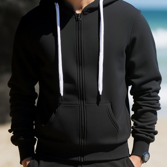 Herren Kapuzen‑Sweatjacke mit durchgehendem Reißverschluss, Kängurutaschen & weichem Futter Nord Taschen