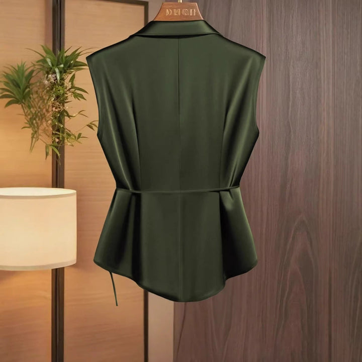 Damen elegante Wickelbluse mit femininer Drapierung und Schalkragen