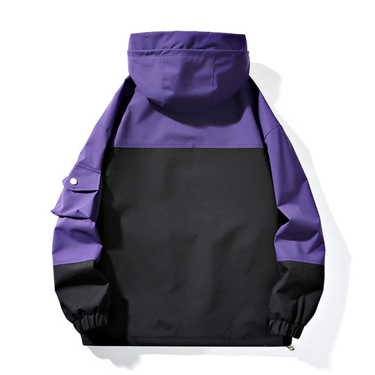 Unisex Leichte Kapuzen-Windjacke im Colorblock-Utility-Stil mit Großtaschen und Kordelzug Nord Taschen