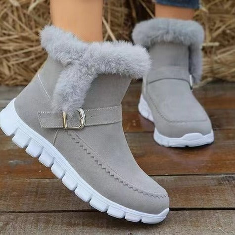 Damen  gefütterte Stiefelette mit Kunstfellkragen, rutschfester Leichtsohle und seitlichem Reißverschluss Nord Taschen