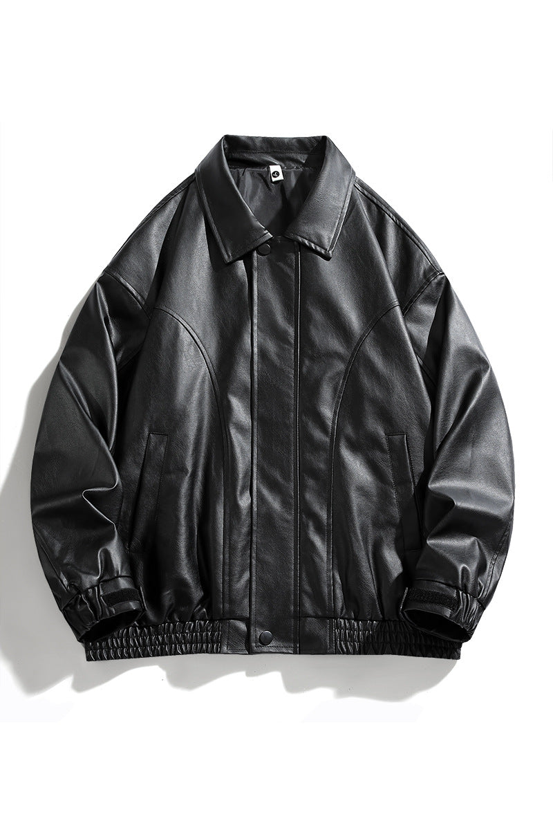 Herren lässige Kunstlederjacke mit elastischem Bund Fudus