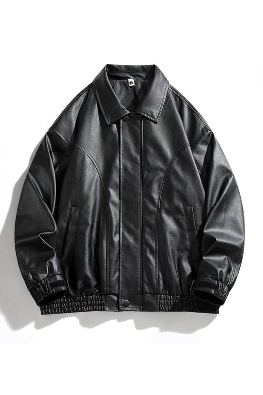 Herren lässige Kunstlederjacke mit elastischem Bund Fudus Avellé