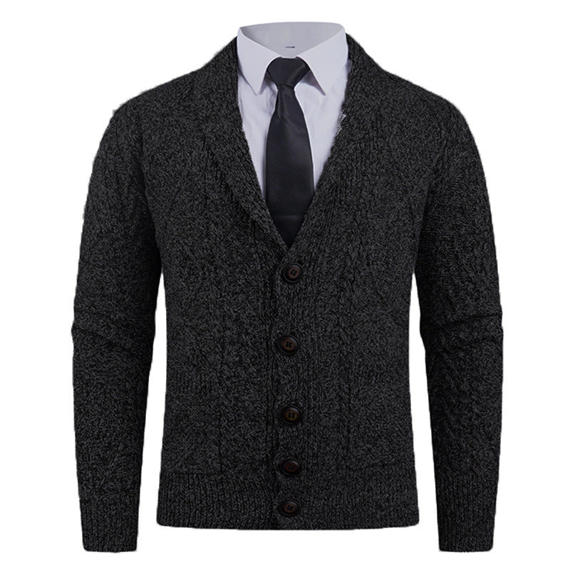 Herren Strickcardigan mit Schalkragen, Zopfmuster, aufgesetzten Taschen und Knopfleiste Nord Taschen