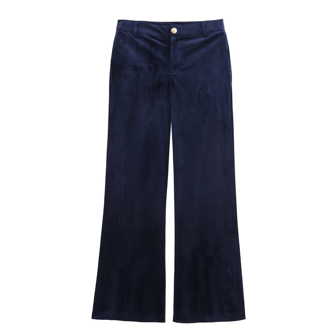 Damen Weite Samt-Hose mit hoher Taille und weitem Bein Nord Taschen