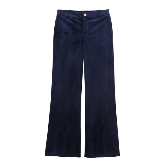Damen Weite Samt-Hose mit hoher Taille und weitem Bein Nord Taschen