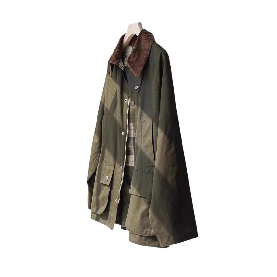 Damen wasserabweisende Oversize-Fieldjacke mit Cordkragen und aufgesetzten Pattentaschen Nord Taschen
