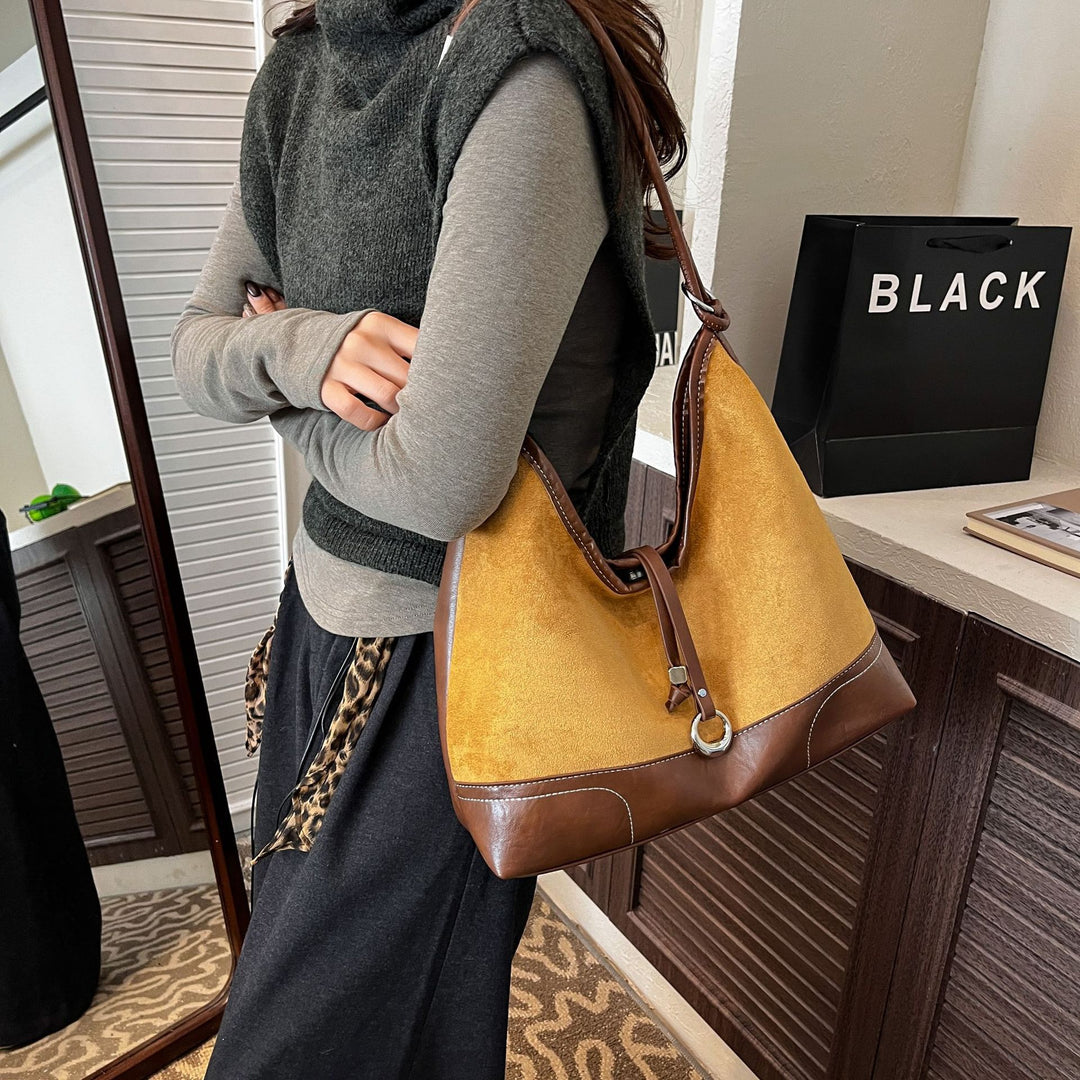 Damen elegante Tote Bag mit authentischen Veloursleder-Elementen Nord Taschen