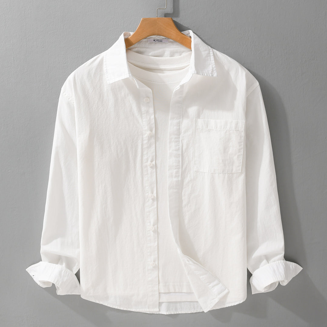 Herren Relaxed-Fit Baumwoll-Overshirt mit Kentkragen und Brusttasche Nord Taschen