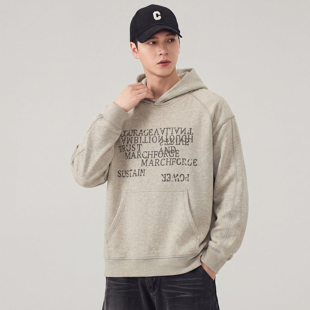 Herren Oversize Kapuzenpullover mit Statement-Print und Kängurutasche Nord Taschen
