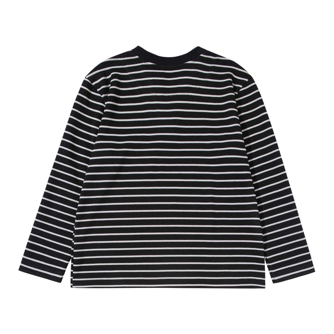 Damen Gestreiftes Strickshirt mit V-Ausschnitt und Lagenlook Nord Taschen
