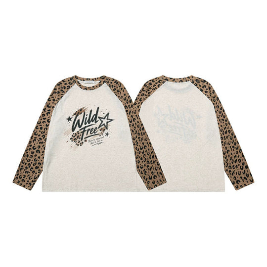 Damen Baumwoll-Langarmshirt im Raglanstil mit Leo-Ärmeln und Statement-Frontprint Nord Taschen