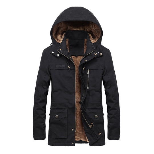 Herren Thermo-Canvas-Parka mit Teddyfleece-Innenfutter und Windschutzleiste Nord Taschen