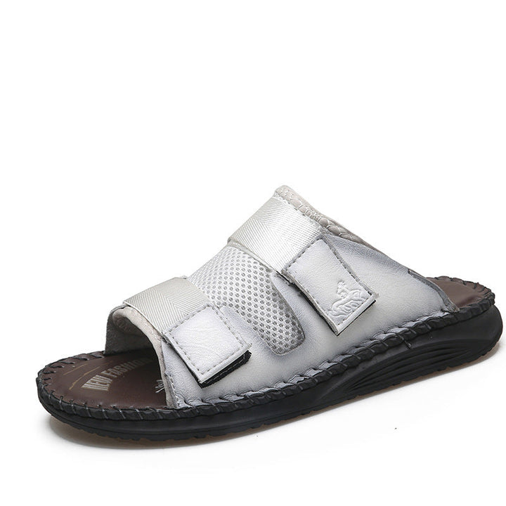 Herren Atmungsaktive Leder-Sandalen mit verstellbarem Klettverschluss