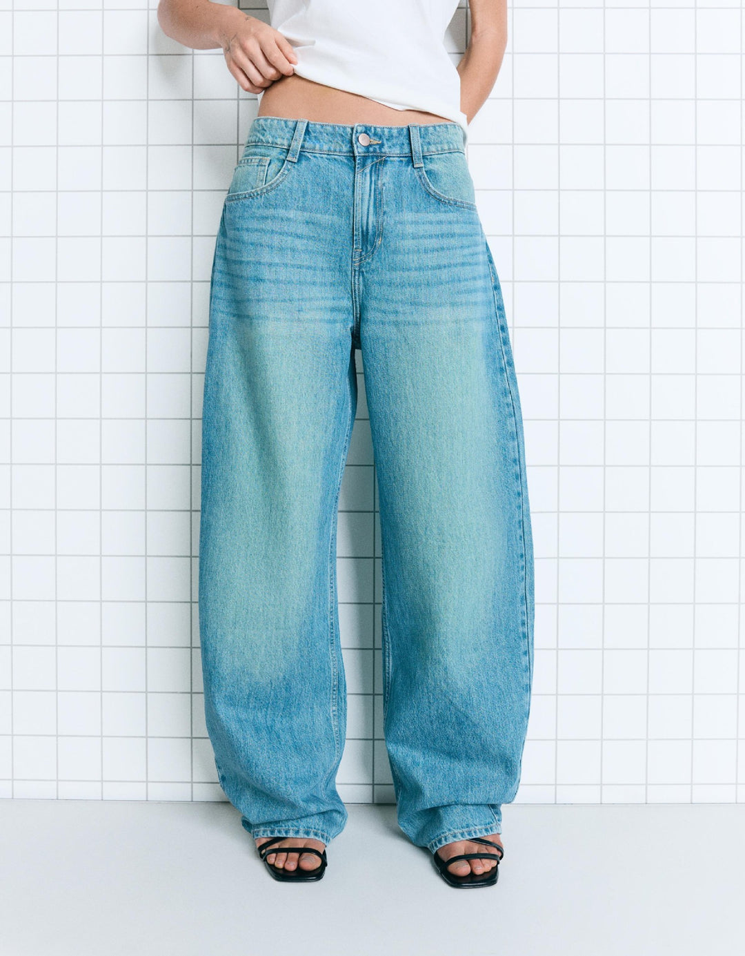 Damen hohe Taillenweite Palazzo-Denim mit weitem Bein und cleanem Five-Pocket-Design Nord Taschen
