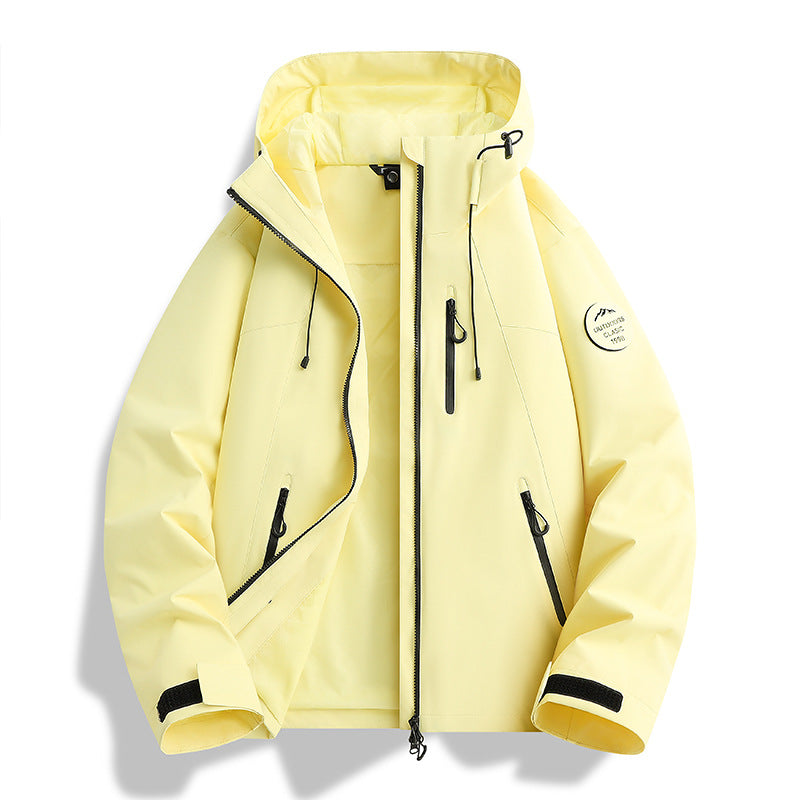 Damen Leichte wasserdichte Kapuzenjacke mit Teddy‑Charm und verdeckten Reißverschlusstaschen Nord Taschen