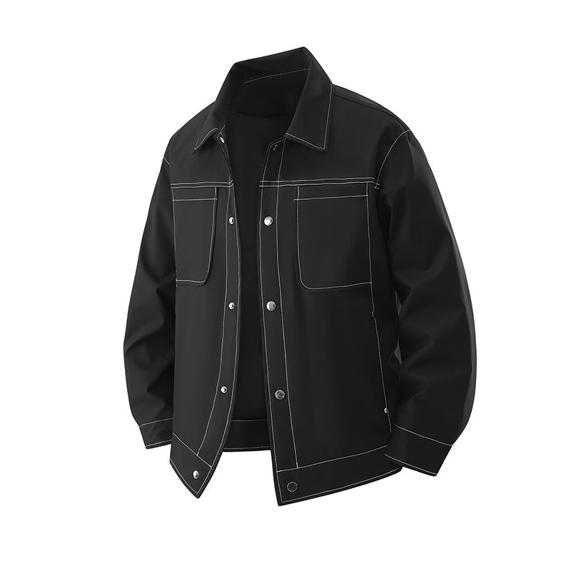 Herren Leichte Overshirt-Jacke aus strukturiertem Kunstleder mit aufgesetzten Brusttaschen Nord Taschen