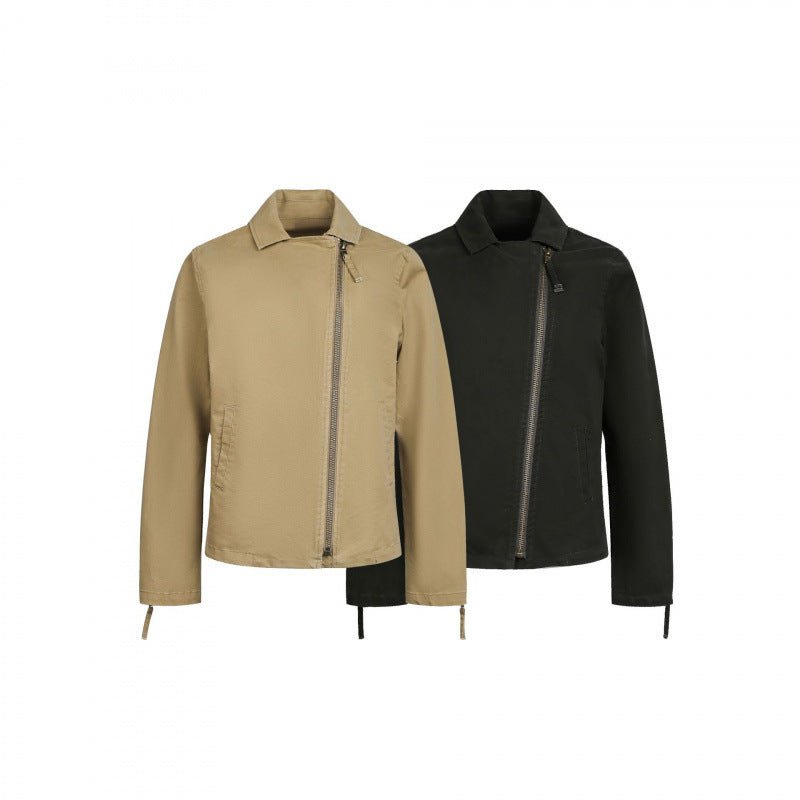 Herren Asymmetrische Bikerjacke mit diagonalem Metallreißverschluss Nord Taschen