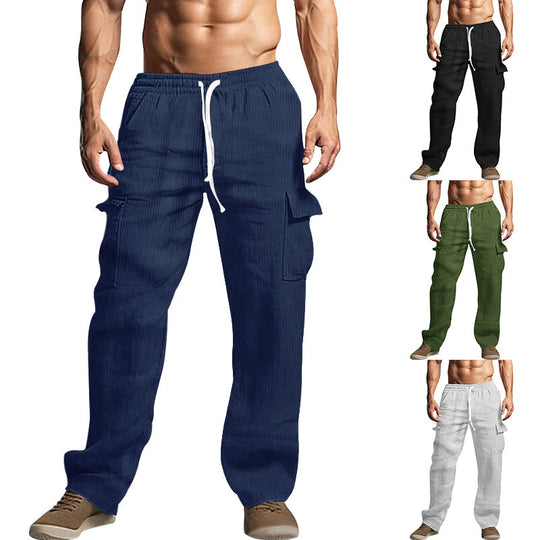 Herren Cordhose im Cargo-Stil mit Kordelzug und aufgesetzten Taschen Nord Taschen