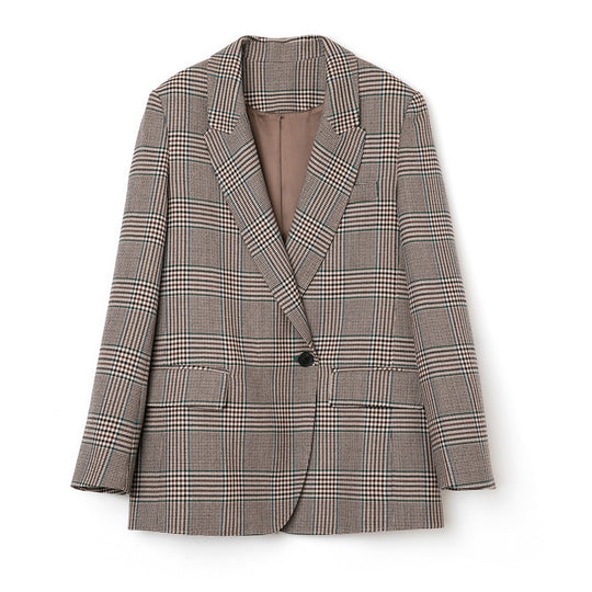 Damen Glencheck Oversize-Blazer mit strukturierter Schulter und Pattentaschen Nord Taschen
