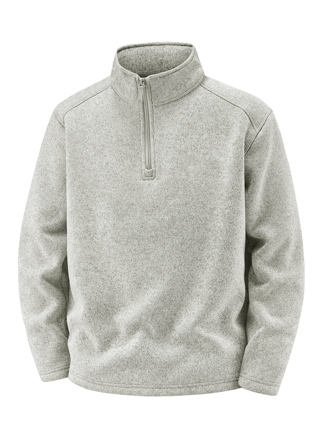 Herren Thermischer Strick-Fleecepullover mit halbem Reißverschluss und Stehkragen Nord Taschen