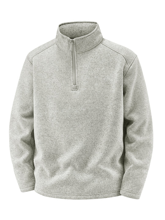 Herren Thermischer Strick-Fleecepullover mit halbem Reißverschluss und Stehkragen Nord Taschen