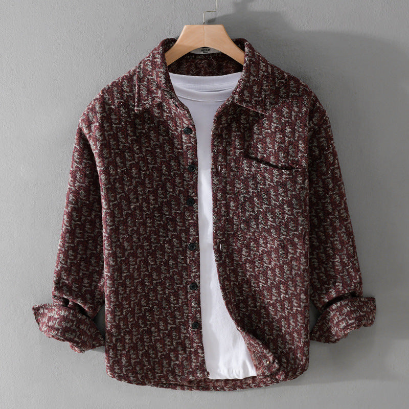 Herren Strukturiertes Jacquard-Overshirt mit Brusttasche und Relaxed Fit Nord Taschen