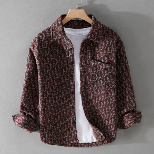 Herren Strukturiertes Jacquard-Overshirt mit Brusttasche und Relaxed Fit Nord Taschen