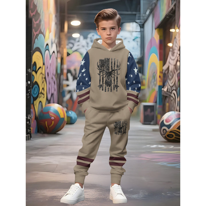 Unisex Kinder Jogginganzug mit Kapuzenpullover und detailreichem Auto-Print Nord Taschen