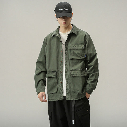 Herren Militärinspirierte Fieldjacke mit Mehrfach-Taschen und lockerem Schnitt Nord Taschen