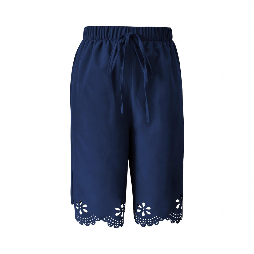 Damen Weite Culotte mit elegantem Lochmuster und elastischem Bund
