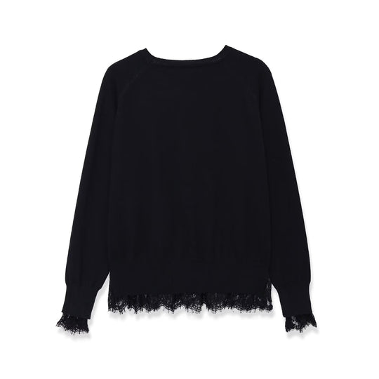 Damen Sweatshirt mit Spitzenbesatz und Rundhalsausschnitt Nord Taschen