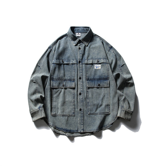 Unisex Oversized Denim‑Chorejacke im kastigen Boxy‑Cut mit großen Pattentaschen Nord Taschen