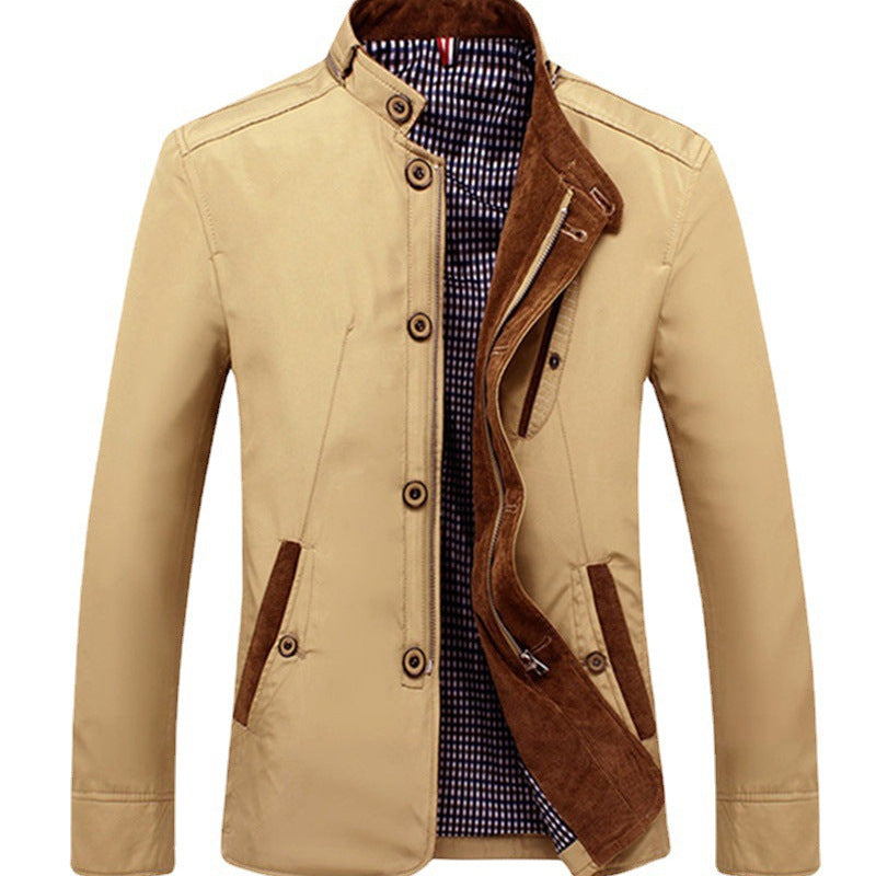Herren leichtes Canvas‑Fieldblouson mit Stehkragen und kombinierter Zipper‑Knopffront Nord Taschen